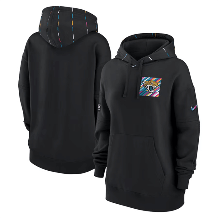Personalized Women’s Jacksonville Jaguars Black 2023 Crucial Catch Club Pullover Hoodie(Run Small)
