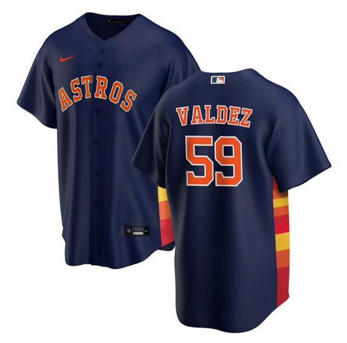 Personalized Men’s Houston Astros #59 Framber Valdez Navy Cool Base Stitched Baseball Jersey