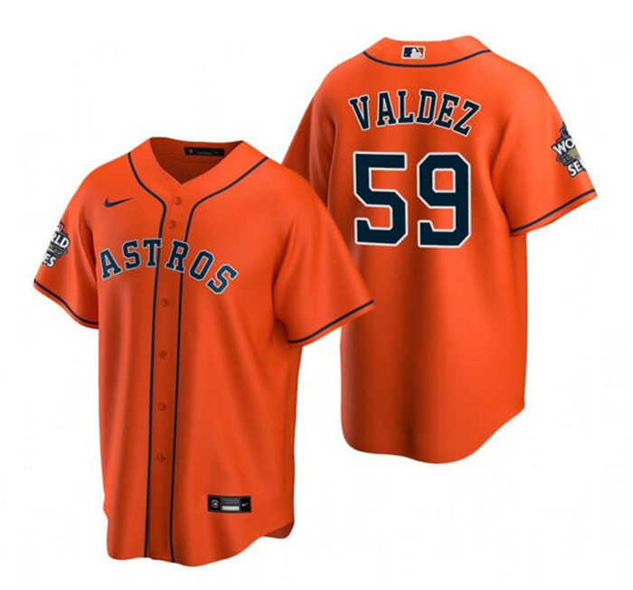 Personalized Men’s Houston Astros #59 Framber Valdez Orange Cool Base Stitched Baseball Jersey