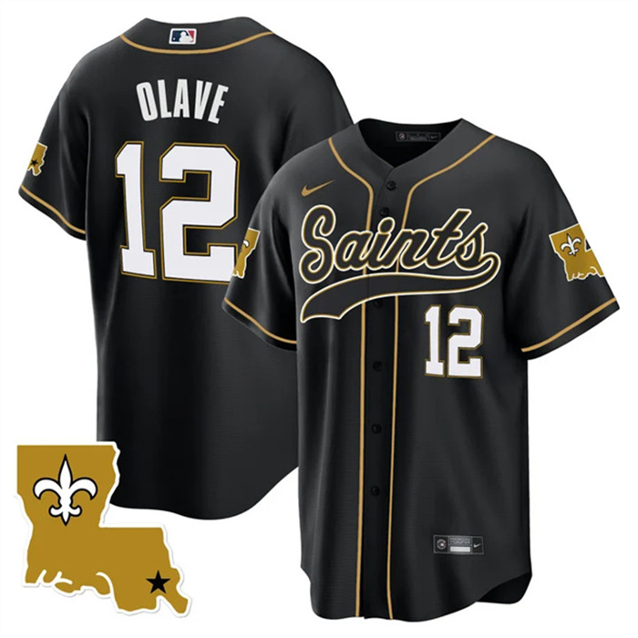 Personalized Men’s New Orleans Saints #12 Chris Olave Black 1987 Legacy Cool Base Stitched Baseball Jersey