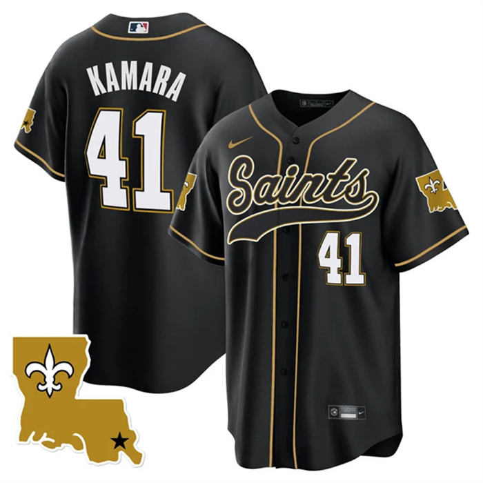 Personalized Men’s New Orleans Saints #41 Alvin Kamara Black 1987 Legacy Cool Base Stitched Baseball Jersey