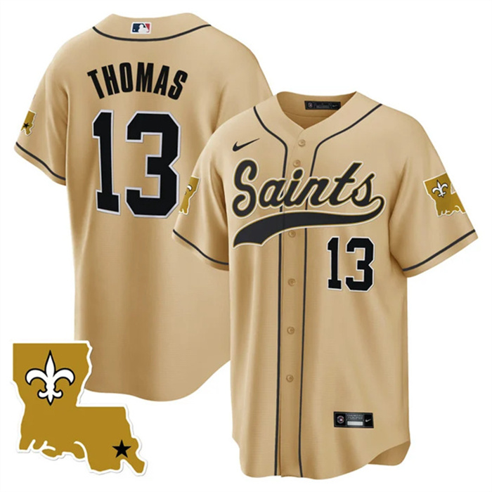 Personalized Men’s New Orleans Saints #13 Michael Thomas Gold 1987 Legacy Cool Base Stitched Baseball Jersey
