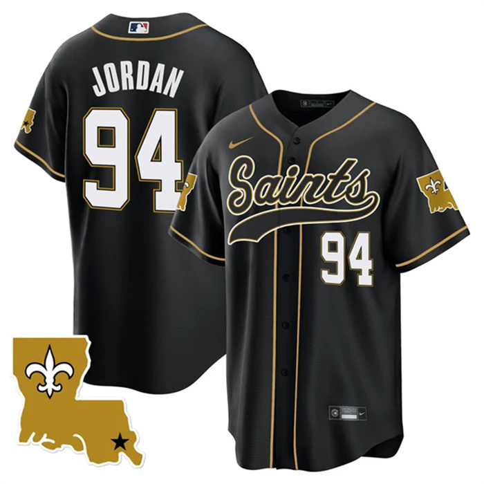 Personalized Men’s New Orleans Saints #94 Cameron Jordan Black 1987 Legacy Cool Base Stitched Baseball Jersey