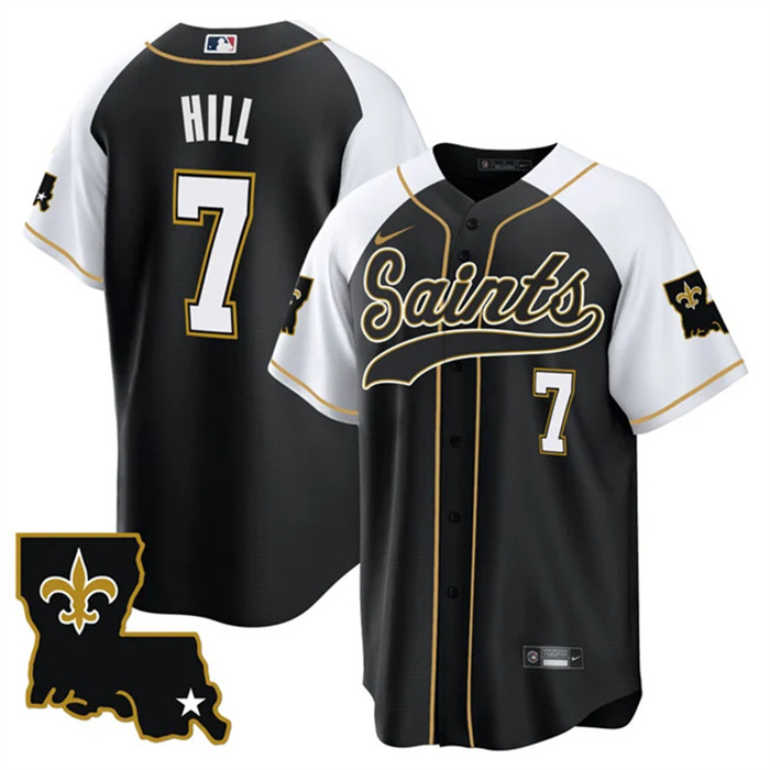 Personalized Men’s New Orleans Saints #7 Taysom Hill Black White 1987 Legacy Cool Base Stitched Baseball Jersey