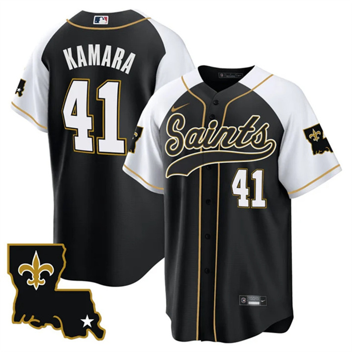 Personalized Men’s New Orleans Saints #41 Alvin Kamara Black White 1987 Legacy Cool Base Stitched Baseball Jersey