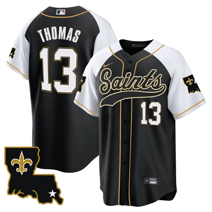 Personalized Men’s New Orleans Saints #13 Michael Thomas Black White 1987 Legacy Cool Base Stitched Baseball Jersey