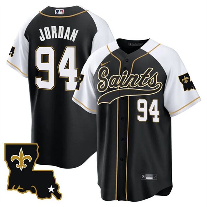 Personalized Men’s New Orleans Saints #94 Cameron Jordan Black White 1987 Legacy Cool Base Stitched Baseball Jersey