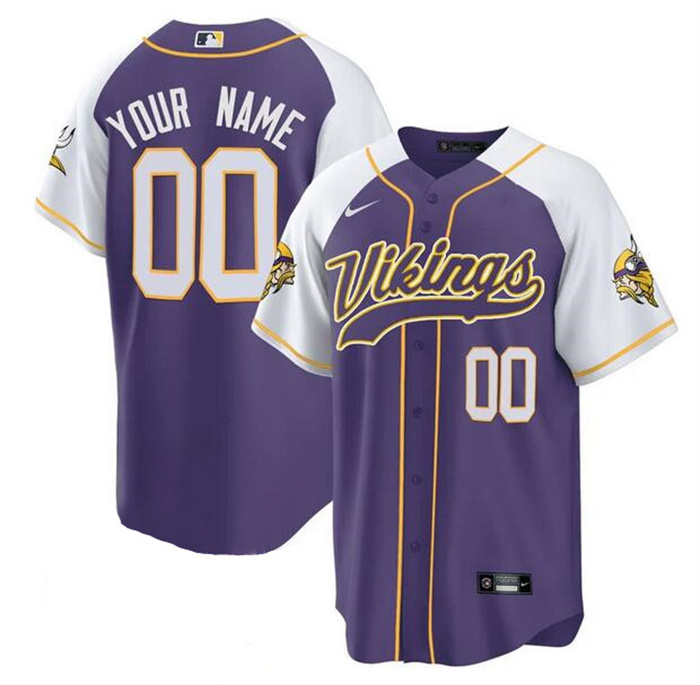 Personalized Men’s Minnesota Vikings ACTIVE PLAYER Purple White Cool Base Stitched Baseball Jersey