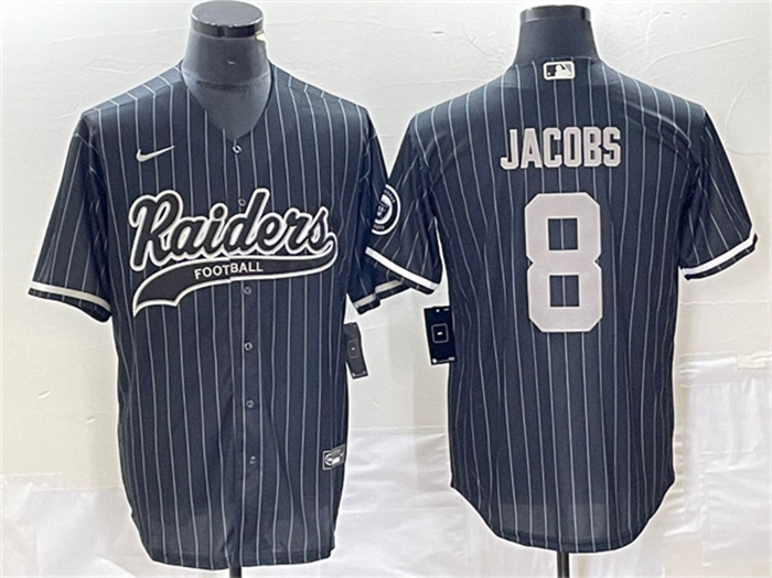 Personalized Men’s Las Vegas Raiders #8 Josh Jacobs Black Cool Base Stitched Baseball Jerseys