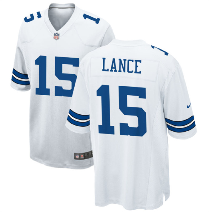 Personalized Men’s Dallas Cowboys #15 Trey Lance White Stitched Football Game Jersey
