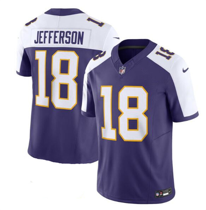 Personalized Men’s Minnesota Vikings #18 Justin Jefferson Purple 2023 F.U.S.E. Limited Stitched Jersey