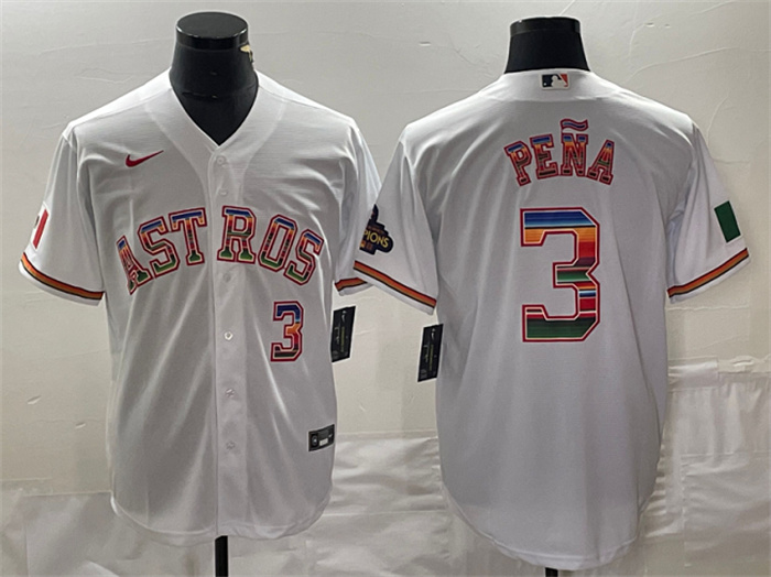 Personalized Men’s Houston Astros #3 Jeremy Peña White Mexico Cool Base Stitched Baseball Jersey