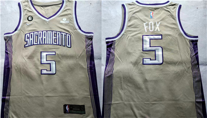 Personalized Men’s Sacramento Kings #5 De’Aaron Fox Gold Stitched Jersey