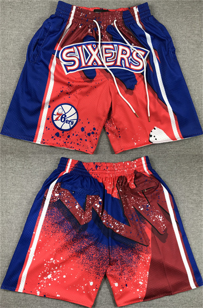 Personalized Men’s Philadelphia 76ers Red Blue Shorts (Run Small)