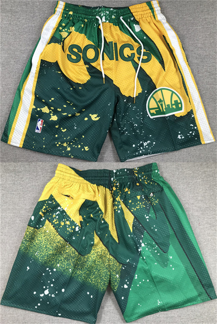 Personalized Men’s Oklahoma City Thunder Green SuperSonics Shorts (Run Small)