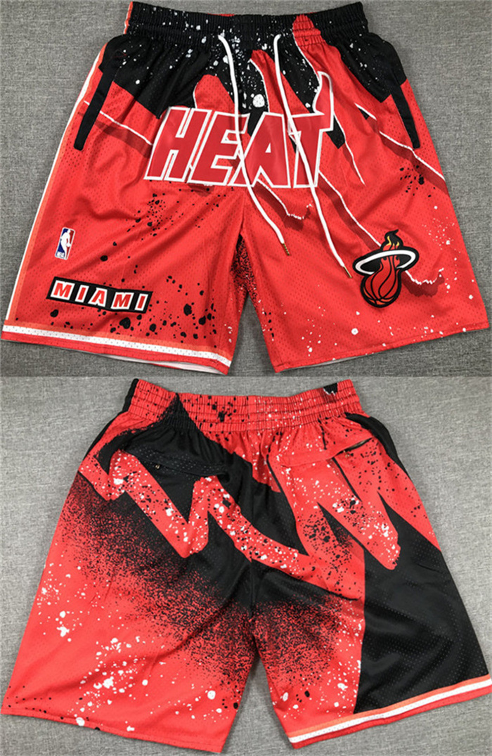 Personalized Men’s Miami Heat Red Black Shorts (Run Small)