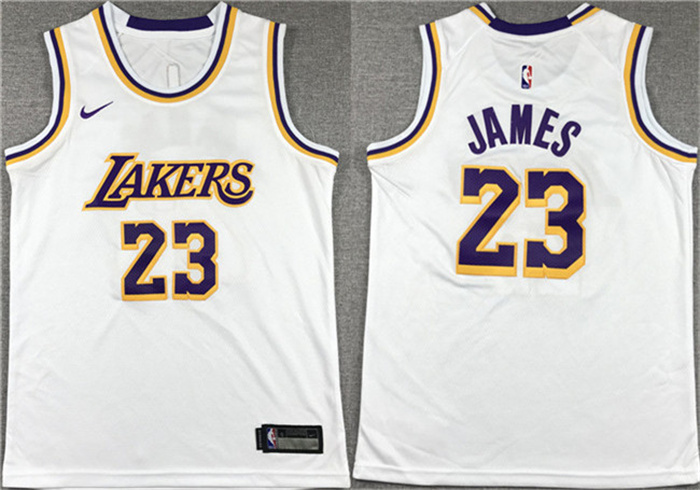 Personalized Men’s Los Angeles Lakers #23 LeBron James White Stitched Basketball Jersey