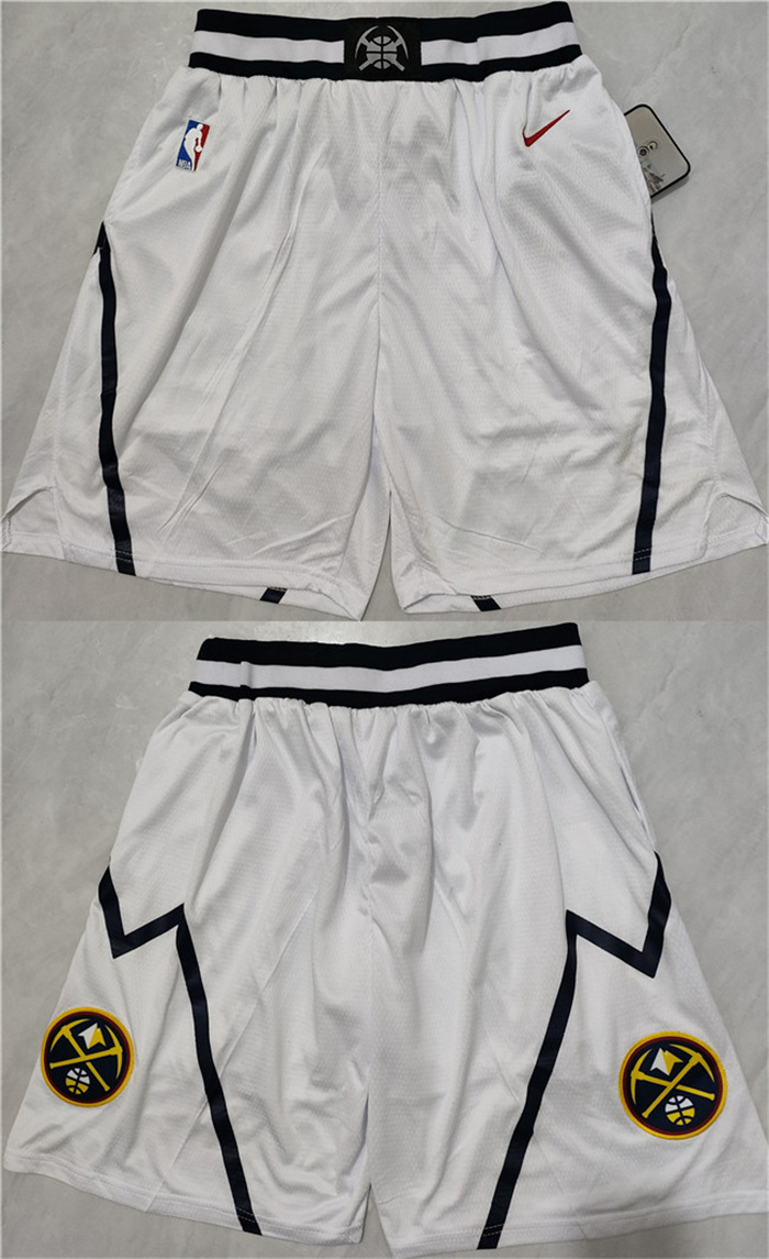 Personalized Men’s Denver Nuggets White Shorts (Run Small)