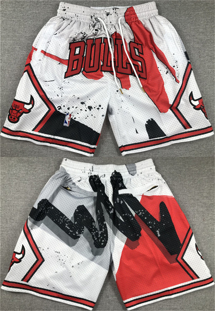 Personalized Men’s Chicago Bulls White Red Shorts (Run Small)