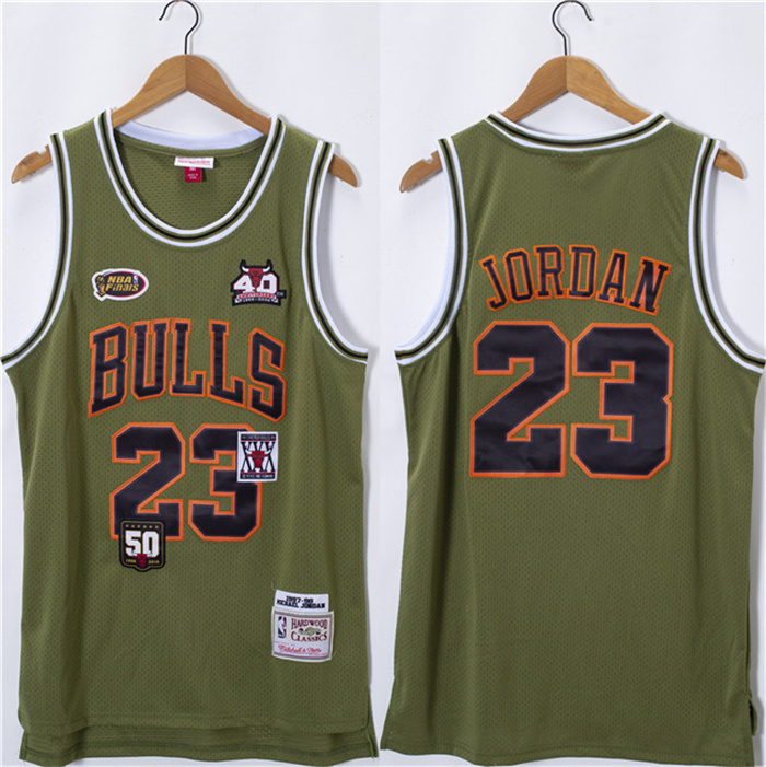 Personalized Men’s Chicago Bulls #23 Michael Jordan Olive Salute Stitched Basketball Jersey