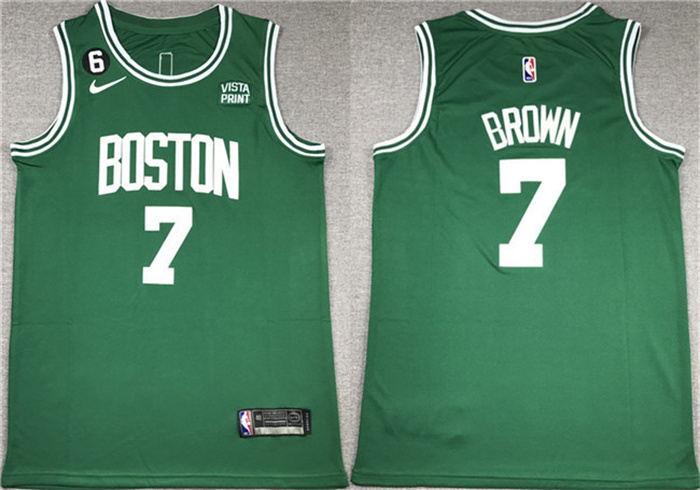 Personalized Men’s Boston Celtics #7 Jaylen Brown Green With NO.6 Patch Stitched Basketball Jersey