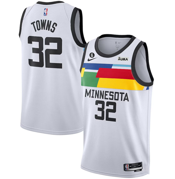 Personalized Men’s Minnesota Timberwolves #32 Karl-Anthony Towns White 2022 23 City Edition Stitched Jersey
