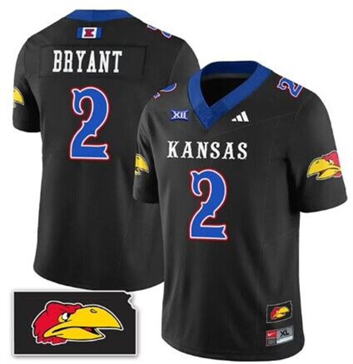 Personalized Men’s Kansas Jayhawks #2 Jacobee Bryant Black Stitched Jersey