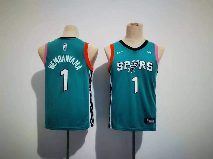 Personalized Youth San Antonio Spurs #1 Victor Wembanyama Teal City Edition Stitched Jersey