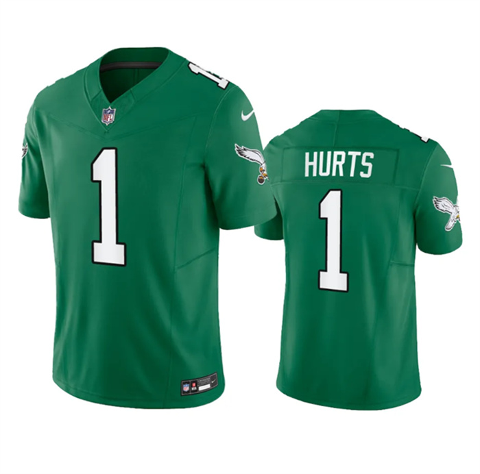 Personalized Youth Philadelphia Eagles #1 Jalen Hurts Green 2023 F.U.S.E. Stitched Football Jersey