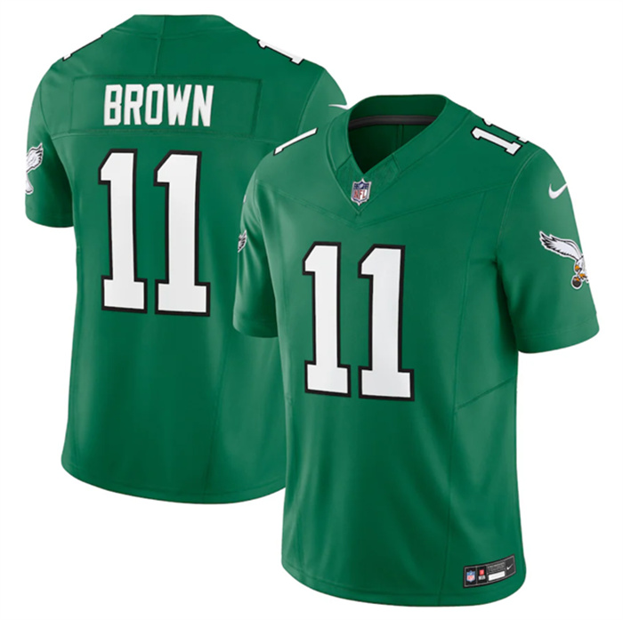 Personalized Youth Philadelphia Eagles #11 A. J. Brown Green 2023 F.U.S.E. Stitched Football Jersey