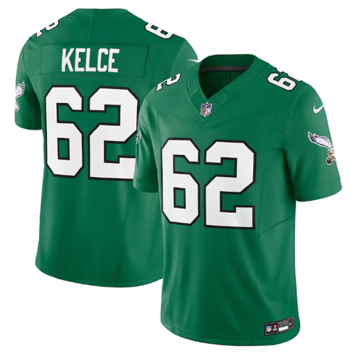 Personalized Youth Philadelphia Eagles #62 Jason Kelce Green 2023 F.U.S.E. Stitched Football Jersey