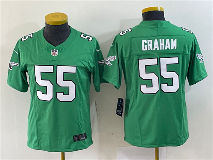 Personalized Youth Philadelphia Eagles #55 Brandon Graham Green 2023 F.U.S.E. Stitched Football Jersey