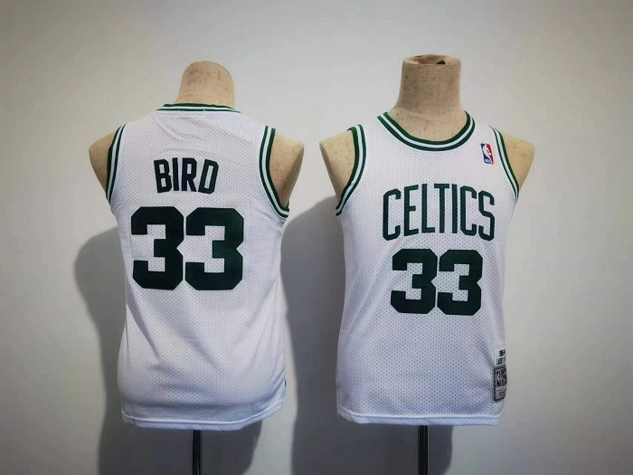 Personalized Youth Boston Celtics #33 Larry Bird White Stitched Jersey