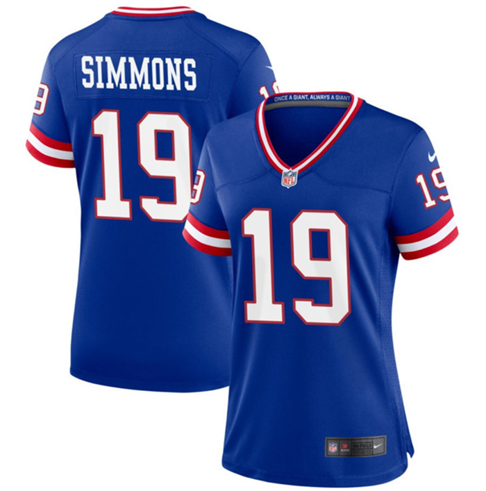 Personalized Women’s New York Giants #19 Isaiah Simmons Royal Classic Retired Player Stitched Jersey(Run Small)