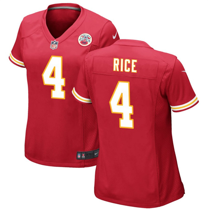 Personalized Women’s Kansas City Chiefs #4 Rashee Rice Red Stitched Jersey(Run Small)
