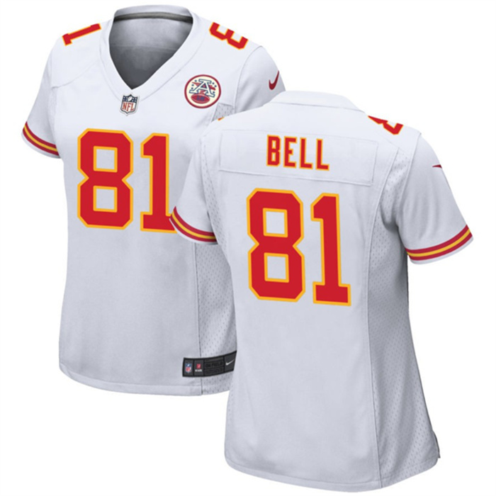 Personalized Women’s Kansas City Chiefs #81 Blake Bell White Stitched Jersey(Run Small)