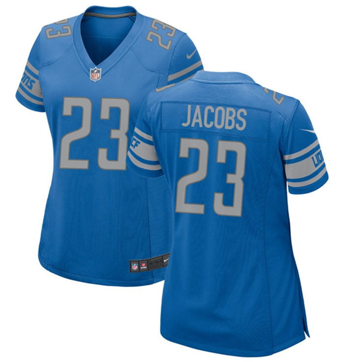 Personalized Women’s Detroit Lions #23 Jerry Jacobs Blue Stitched Jersey(Run Smaller)