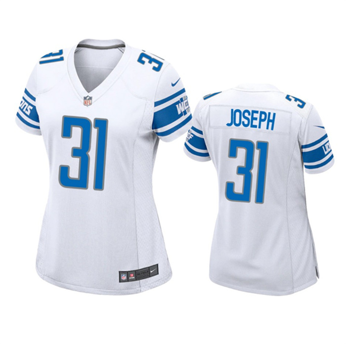 Personalized Women’s Detroit Lions #31 Kerby Joseph White Stitched Jersey(Run Smaller)