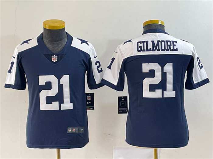 Personalized Women’s Dallas Cowboys #21 Stephon Gilmore Navy Thanksgiving Limited Stitched Football Jersey(Run Smalluff09