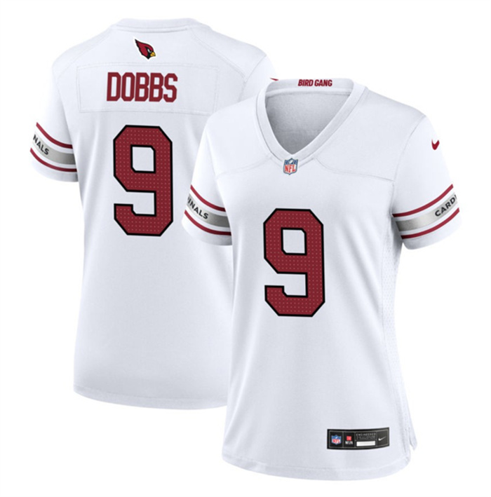 Personalized Women’s Arizona Cardinals #9 Joshua Dobbs White 2023 Stitched Jersey(Run Small)