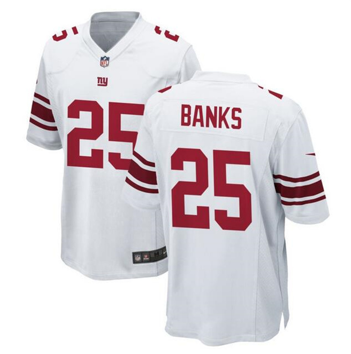 Personalized Men’s New York Giants #25 Deonte Banks White Stitched Game Jersey