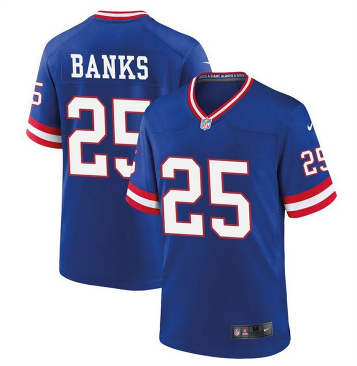 Personalized Men’s New York Giants #25 Deonte Banks Royal Classic Stitched Game Jersey