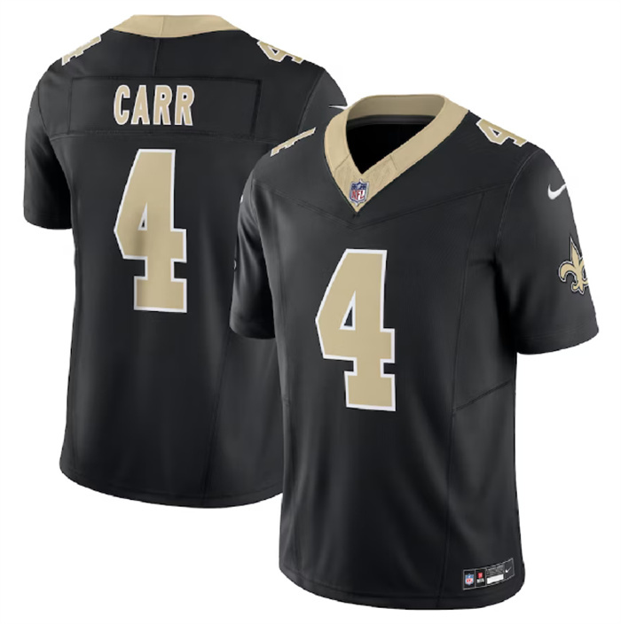 Personalized Men’s New Orleans Saints #4 Derek Carr Black 2023 F.U.S.E. Untouchable Limited Stitched Jersey