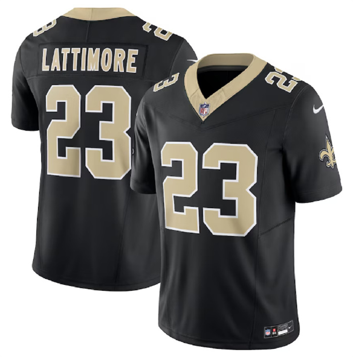 Personalized Men’s New Orleans Saints #23 Marshon Lattimore Black 2023 F.U.S.E. Untouchable Limited Stitched Jersey