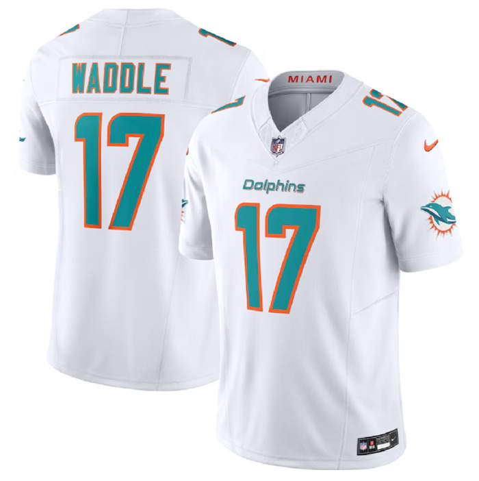 Personalized Men’s Miami Dolphins #17 Jaylen Waddle White 2023 F.U.S.E Limited Stitched Football Jersey
