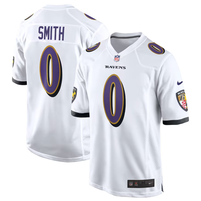 Personalized Men’s Baltimore Ravens #0 Roquan Smith White Game Football Jersey