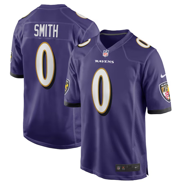 Personalized Men’s Baltimore Ravens #0 Roquan Smith Purple Game Football Jersey