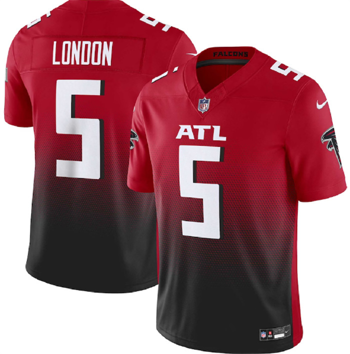 Personalized Men’s Atlanta Falcons #5 Drake London Red Black 2023 F.U.S.E. Untouchable Limited Stitched Football Jersey