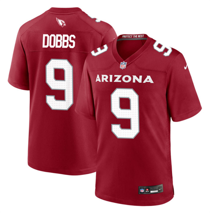 Personalized Men’s Arizona Cardinals #9 Joshua Dobbs Red 2023 Stitched Game Football Jersey