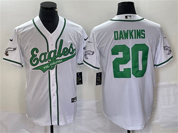 Personalized Men’s Philadelphia Eagles #20 Brian Dawkins White Cool Base Stitched Baseball Jersey